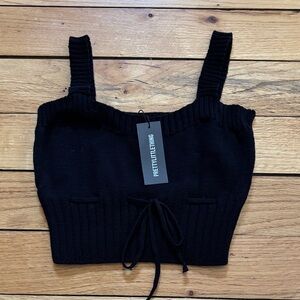 PrettyLittleThing Black Ribbed Knit Top